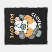 Couverture Polaire Lucky Pup with Clover - St. Patrick's Day Cadeau (Devant (Horizontal))
