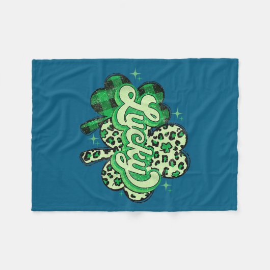 Couverture Polaire Lucky Shamrock Leopard,checkered Patricks Day Funn (Devant (Horizontal))