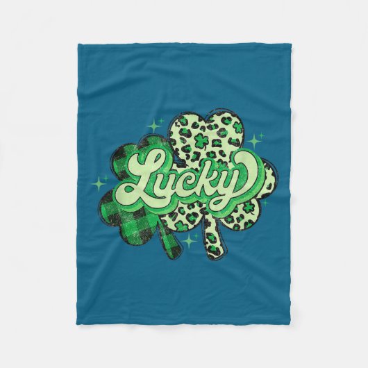 Couverture Polaire Lucky Shamrock Leopard,checkered Patricks Day Funn (Devant)