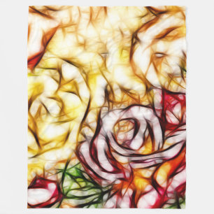 Couverture Polaire Lumière jaune abstraite Rose artistique florale