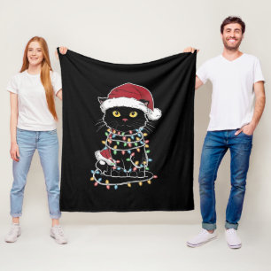 Couverture Polaire Lumières de Noël pour amateur de chats drôles