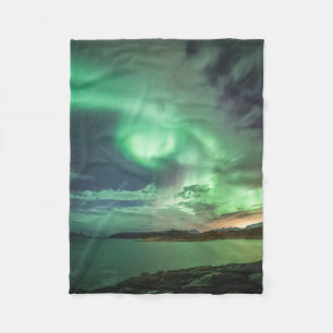 Couverture Polaire Lumières du nord vertes