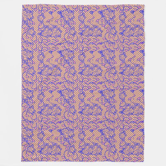 Couverture Polaire Lumineuse filet bleu avec fleurs 02b LOrange BG (Devant)