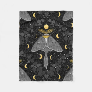 Couverture Polaire Luna moth, phases de lune et lierre damassé patron