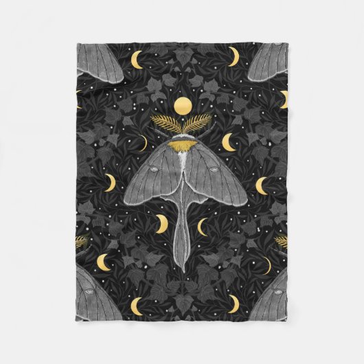 Couverture Polaire Luna moth, phases de lune et lierre damassé patron (Devant)