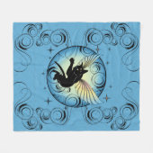 Couverture Polaire Lune de chat cosmique et étoiles (Devant (Horizontal))