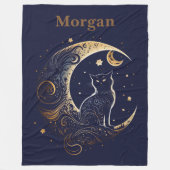 Couverture Polaire Lune de chat mystique - Cadeau Celestial personnal (Devant)