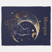 Couverture Polaire Lune de chat mystique - Cadeau Celestial personnal (Devant (Horizontal))