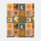 Couverture Polaire Lune de soleil céleste Boho Retro (Devant)