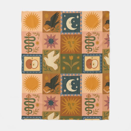 Couverture Polaire Lune de soleil céleste Boho Retro (Devant)