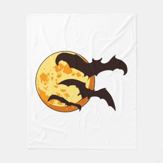 Couverture Polaire Lune d'Halloween et chauves-souris (Devant)