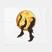 Couverture Polaire Lune d'Halloween et chauves-souris (Devant (Horizontal))