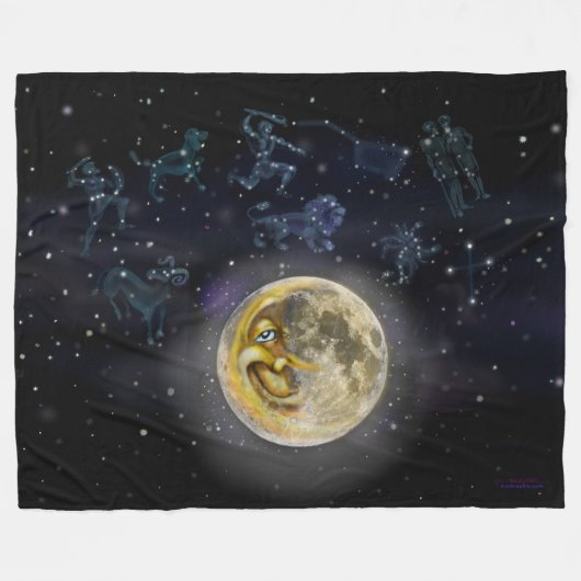 Couverture Polaire Lune et constellations (Devant (Horizontal))