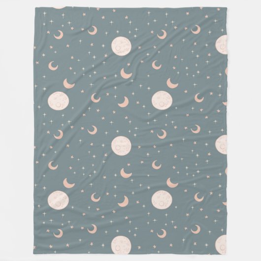 Couverture Polaire Lune et étoiles - bleu (Devant)