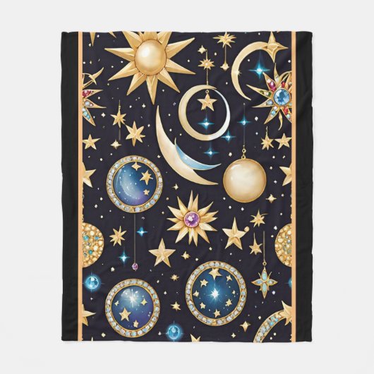 Couverture Polaire Lune Et Étoiles Céleste (Devant)