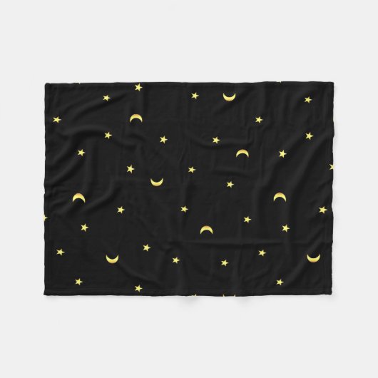 Couverture Polaire Lune et étoiles d'or (Devant (Horizontal))