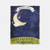 Couverture Polaire Lune mignonne dans la nuit Sky Baby Milestone (Devant)