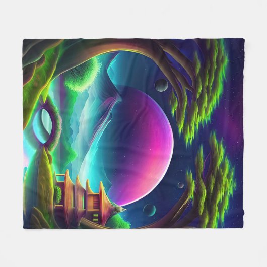 Couverture Polaire Lune violette (Devant (Horizontal))