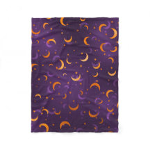 Lune violette et or avec étoiles Halloween céleste