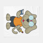 Couverture Polaire Lunettes de livre Nerd de chien (Devant (Horizontal))