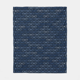 Couverture Polaire Lunettes Nerdy Hipster Motif bleu