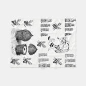 Couverture Polaire Luney abeille noir blanc déco polaire (Devant (Horizontal))