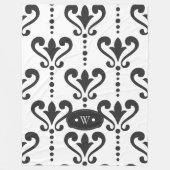 Couverture Polaire Luxe noir et blanc Monogramme Damask (Devant)