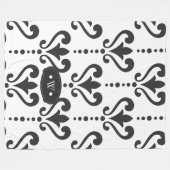 Couverture Polaire Luxe noir et blanc Monogramme Damask (Devant (Horizontal))