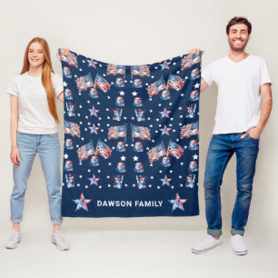 Couverture Polaire Luxe Patriotique 4 juillet Personnalisé