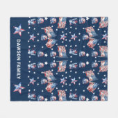 Couverture Polaire Luxe Patriotique 4 juillet Personnalisé (Devant (Horizontal))