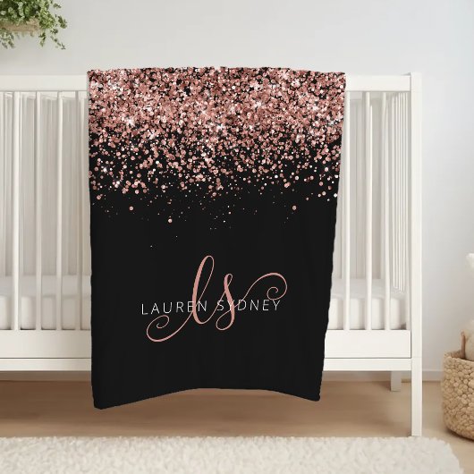 Couverture Polaire Luxe Rose Gold Parties scintillant Élégant Monogra