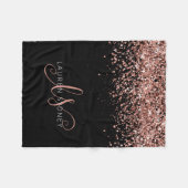 Couverture Polaire Luxe Rose Gold Parties scintillant Élégant Monogra (Devant (Horizontal))