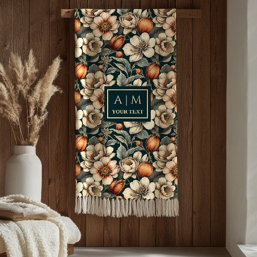 Couverture Polaire Luxe Sage Green Rustic Terracotta Autumn Blooms