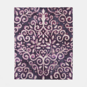 Couverture Polaire Luxe violet et tan damassé sans couture motif