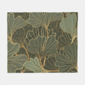 Couverture Polaire Luxueux Ginkgo Gold Line Art (Devant (Horizontal))