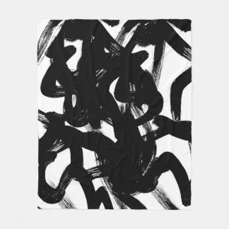 Couverture Polaire Luxueux Gold Art : Abstrait Black Stroke.