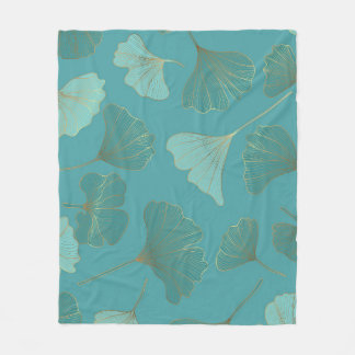 Couverture Polaire Luxueux or Ginkgo, papier peint vintage.