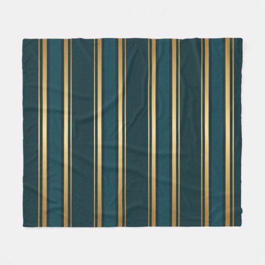 Couverture Polaire Luxury Blue Green Gold Stripe Gift Wrap Pattern (Devant (Horizontal))