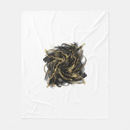 Couverture Polaire Luxury Gold and Black Abstract Marble Ink Flow (Devant)