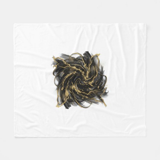 Couverture Polaire Luxury Gold and Black Abstract Marble Ink Flow (Devant (Horizontal))
