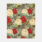 Couverture Polaire Luxury Leopard & Red Rose Pattern  (Devant)