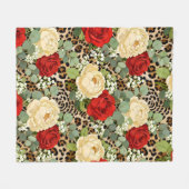 Couverture Polaire Luxury Leopard & Red Rose Pattern  (Devant (Horizontal))