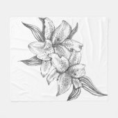 Couverture Polaire Lys de tigres noirs et blancs (Devant (Horizontal))