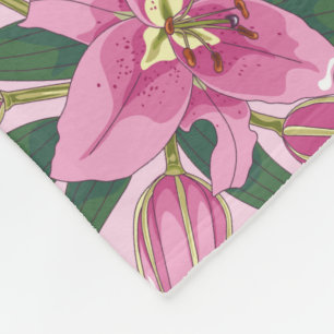 Couverture Polaire Lys florissants en rose pastel
