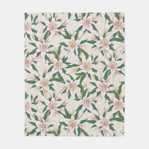 Couverture Polaire Lys florissants en vert d'ivoire