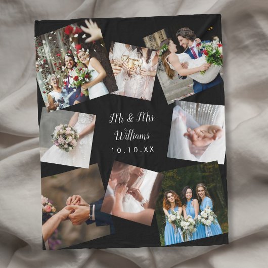 Couverture Polaire M. Et Mme Modern Mariage Photo Collage