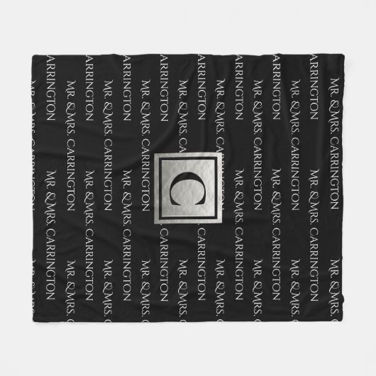 Couverture Polaire M. Et Mme Nom Monogram Black White (Devant (Horizontal))
