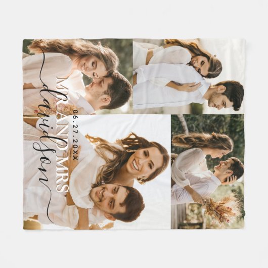 Couverture Polaire M. Et Mme Photo Collage Mariage (Devant (Horizontal))