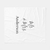 Couverture Polaire M & Mme ajout nom de famille date année cadeau de  (Devant (Horizontal))