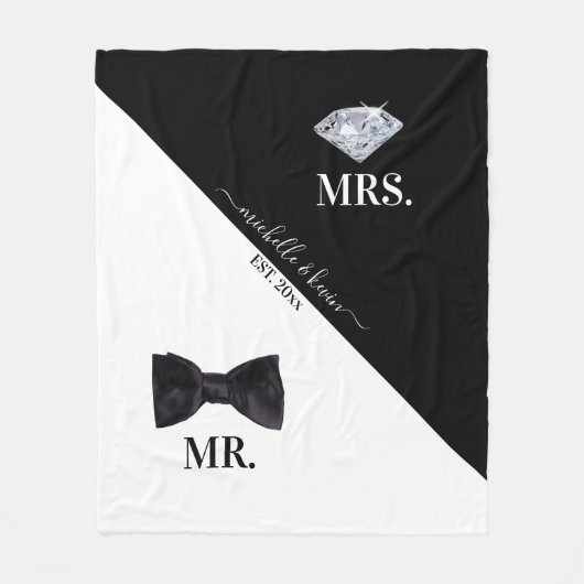 Couverture Polaire M. & Mme Mariage Noir & Blanc (Devant)